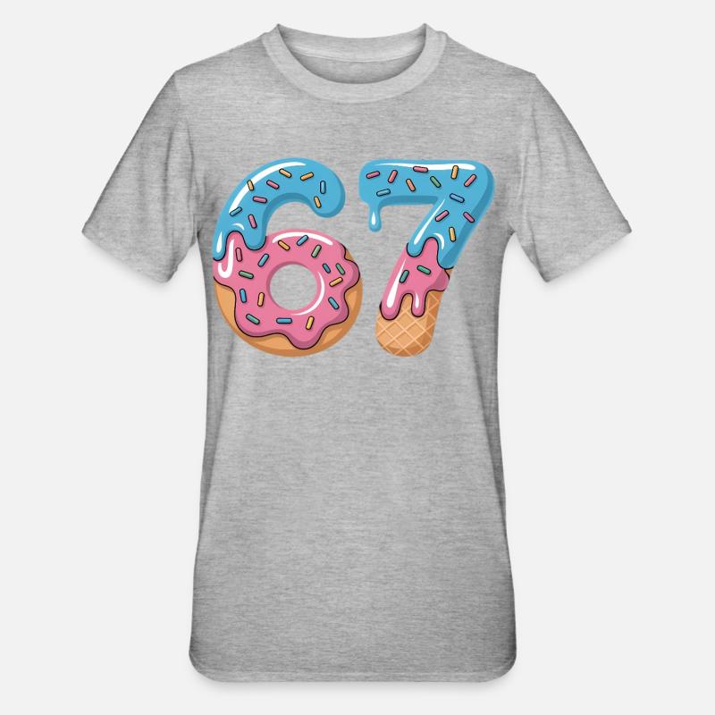 Donutzahlen 6 und 7 - Unisex Polycotton T-Shirt - Grau meliert