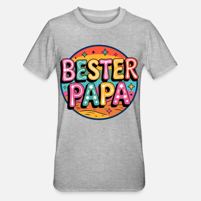 Bester Papa Retro - Unisex Polycotton T-Shirt - Grau meliert