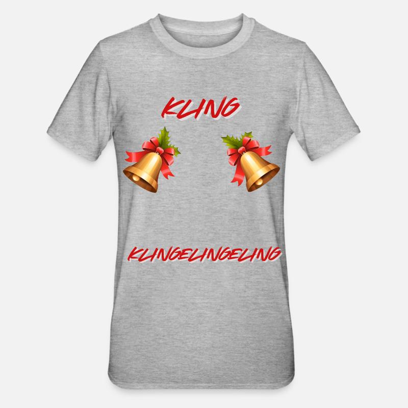 Weihnachts Glöckchen - Unisex Polycotton T-Shirt - Grau meliert