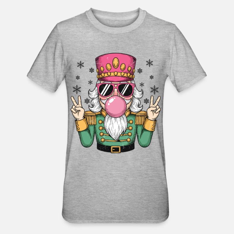 Nussknacker bläst Kaugummi - Unisex Polycotton T-Shirt - Grau meliert