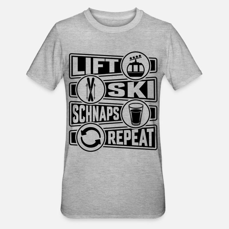 Remontée mécanique Ski Schnaps Repeat - T-shirt polycoton Unisexe - gris chiné