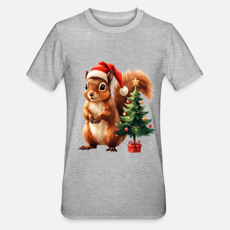 Breloque écureuil de Noël - T-shirt polycoton Unisexe - gris chiné