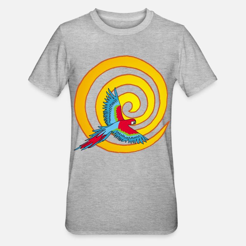 Die Sonne und der Vogel - Unisex Polycotton T-Shirt - Grau meliert