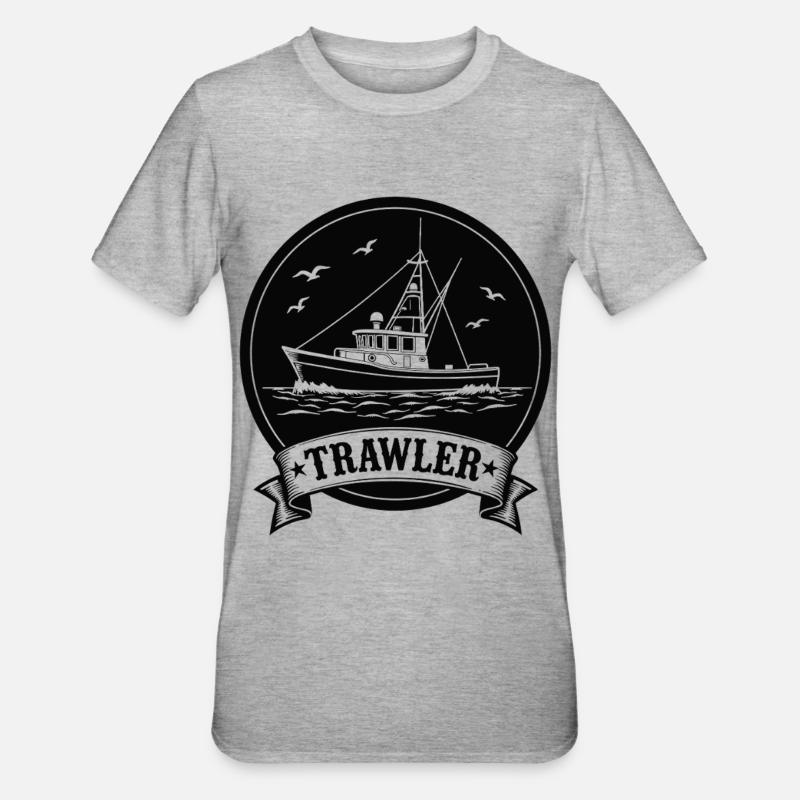 Chalutier de pêche Ahoy Maritim - T-shirt polycoton Unisexe - gris chiné