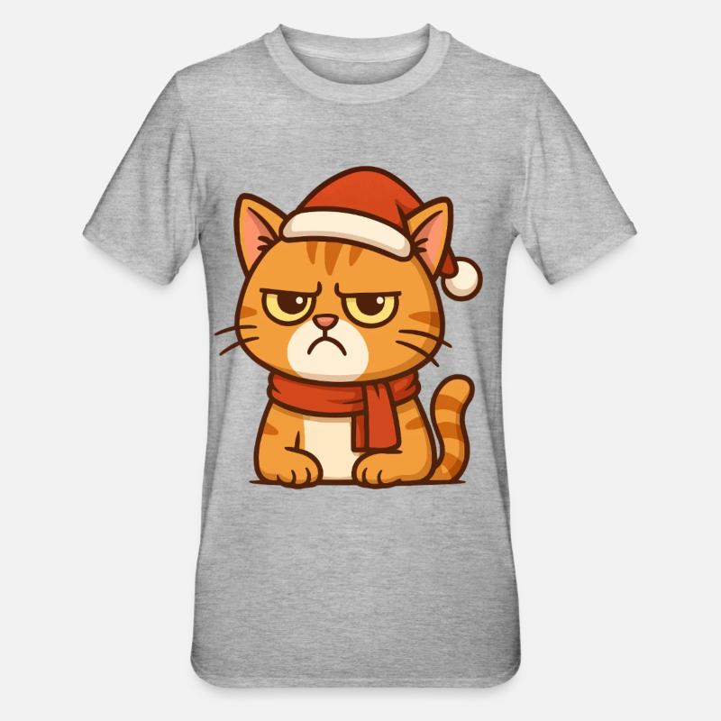 Grummiger Weihnachtskater - T-shirt polycoton Unisexe - gris chiné