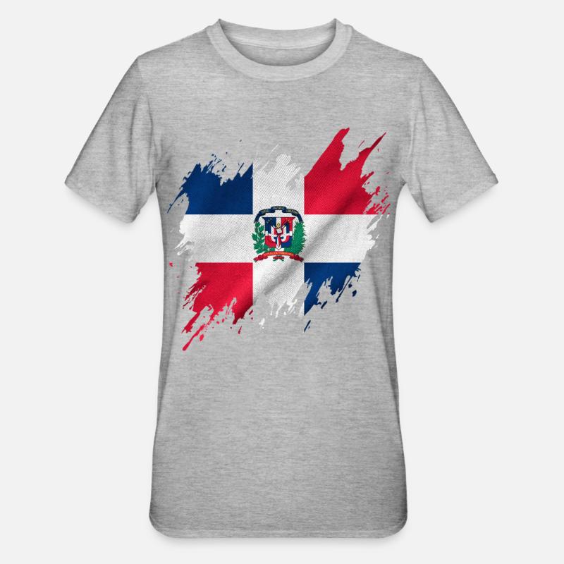 Drapeau dominicain, style déchiré - T-shirt polycoton Unisexe - gris chiné