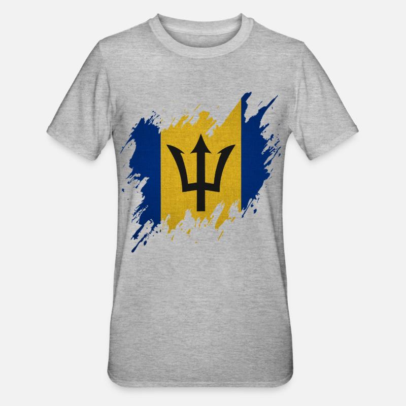 Drapeau de la Barbade, style déchiré - T-shirt polycoton Unisexe - gris chiné