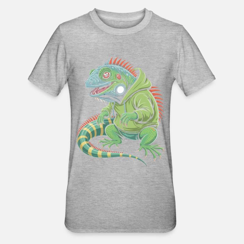 Iguane cool avec sweat à capuche - T-shirt polycoton Unisexe - gris chiné
