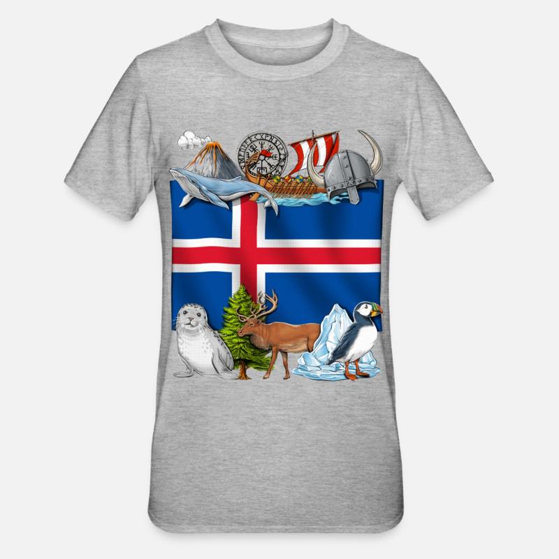 Island Pride - Unisex Polycotton T-Shirt - Grau meliert