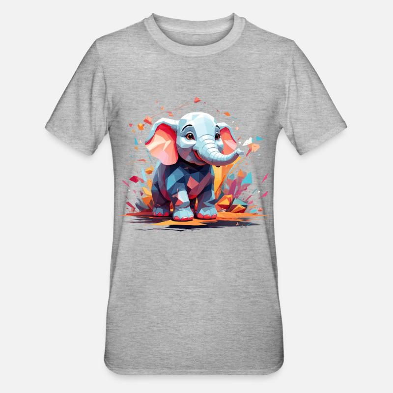 Elefant Farbexplosion - Unisex Polycotton T-Shirt - Grau meliert
