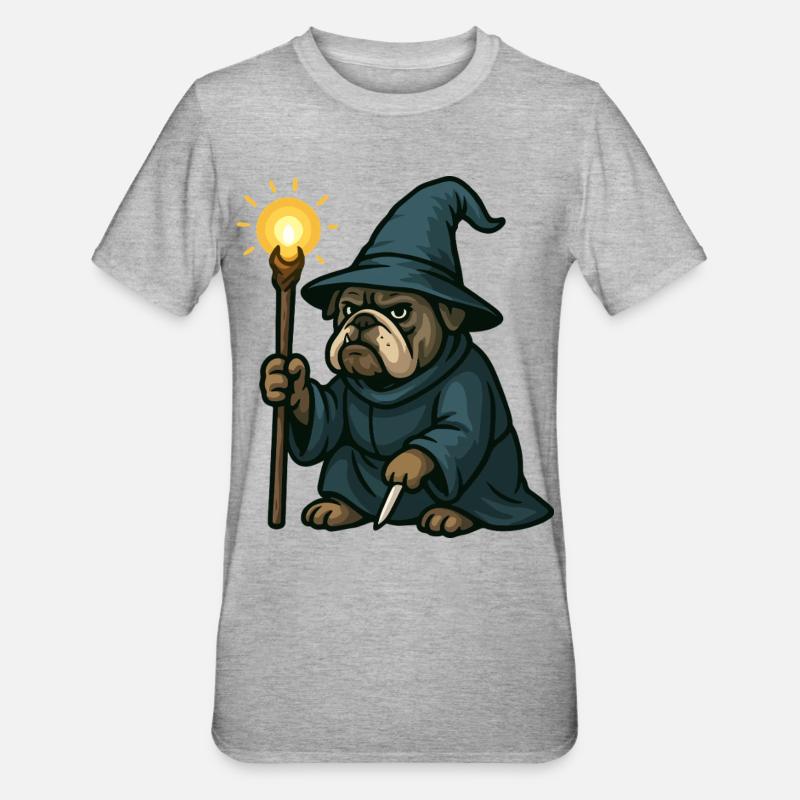 Lanterne de sorcier bouledogue - T-shirt polycoton Unisexe - gris chiné