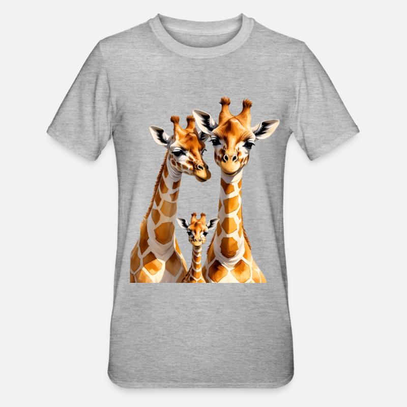 Trio de girafes illustration sur textiles - T-shirt polycoton Unisexe - gris chiné