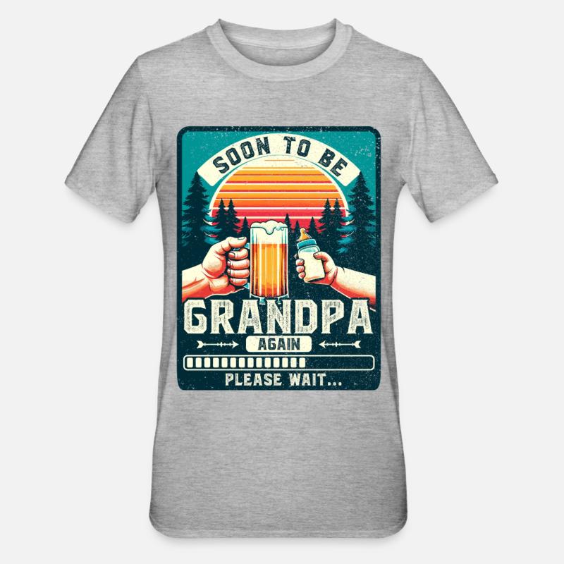 Werdender Opa loading zukünftiger Großvater - Unisex Polycotton T-Shirt - Grau meliert