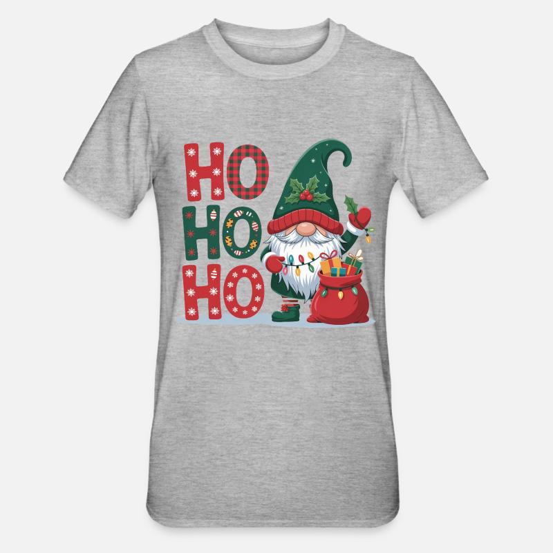 HoHoHo Noël Gnome - T-shirt polycoton Unisexe - gris chiné