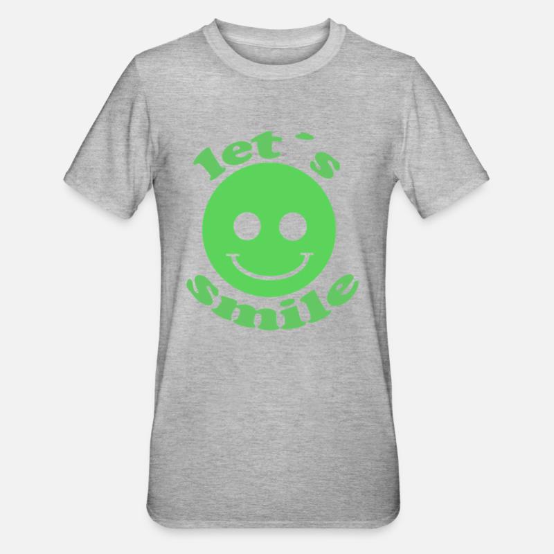 Let´s Smile - Unisex Polycotton T-Shirt - Grau meliert