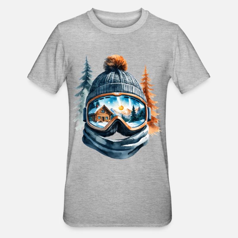 Winter Landscape Reflection Goggles - Unisex Polycotton T-Shirt - heather grey
