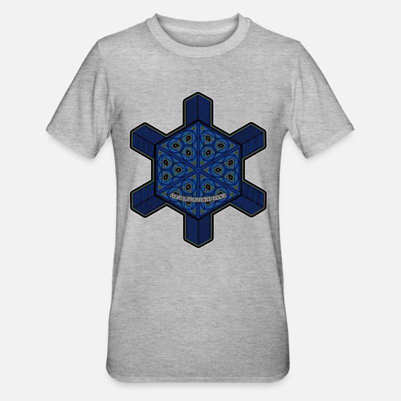 Fractal Evolution Experience Mandala Psytrance Goa - Unisex Polycotton T-Shirt - Grau meliert