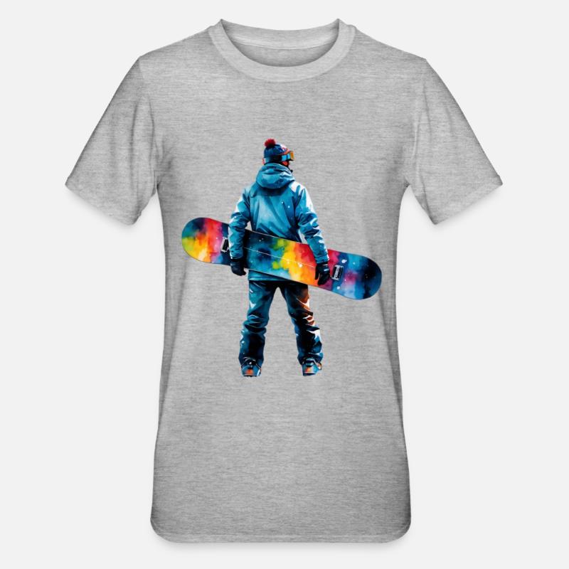 Farbexplosion Snowboarder - Unisex Polycotton T-Shirt - Grau meliert