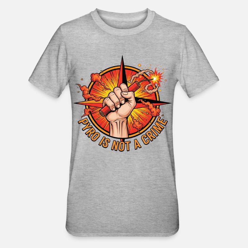 Pyro n’est pas un crime Feux d’artifice - T-shirt polycoton Unisexe - gris chiné