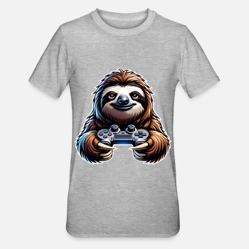 Gaming Faultier Controller - Unisex Polycotton T-Shirt - Grau meliert