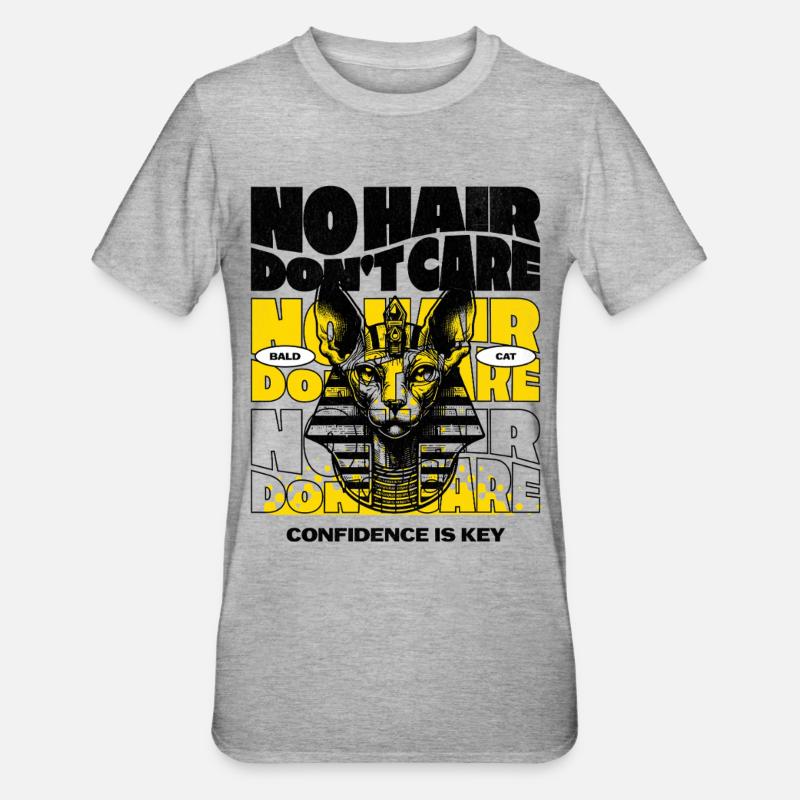 Chat Sphynx Sans Poils - T-shirt polycoton Unisexe - gris chiné