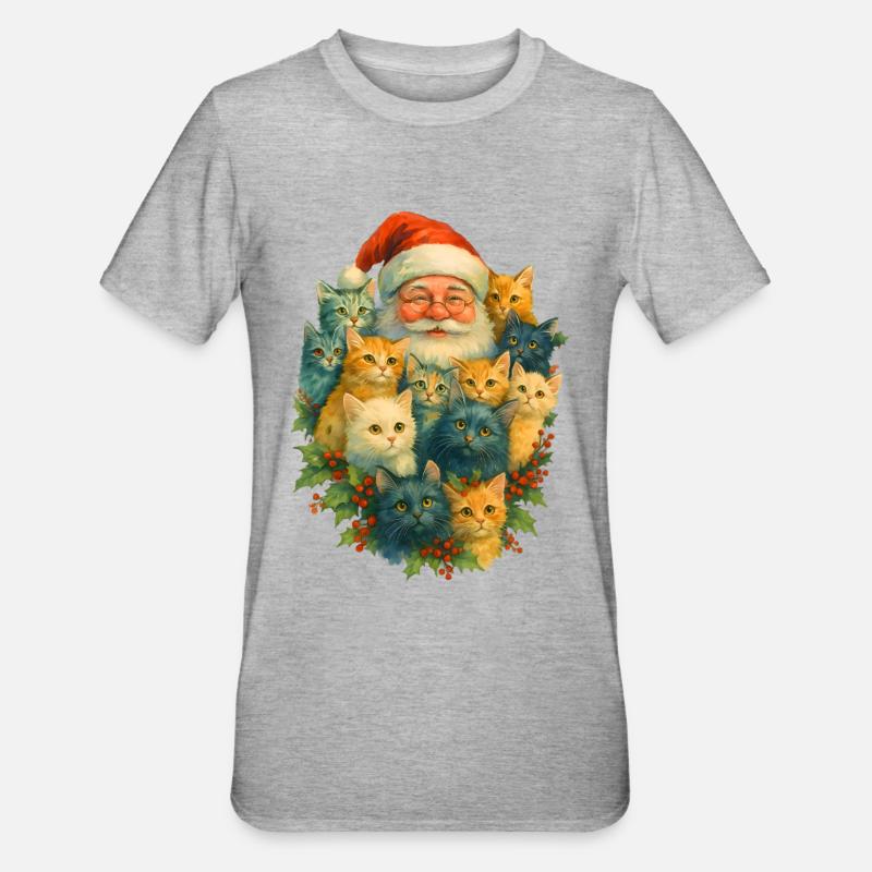 Diversité du chat Noël - T-shirt polycoton Unisexe - gris chiné