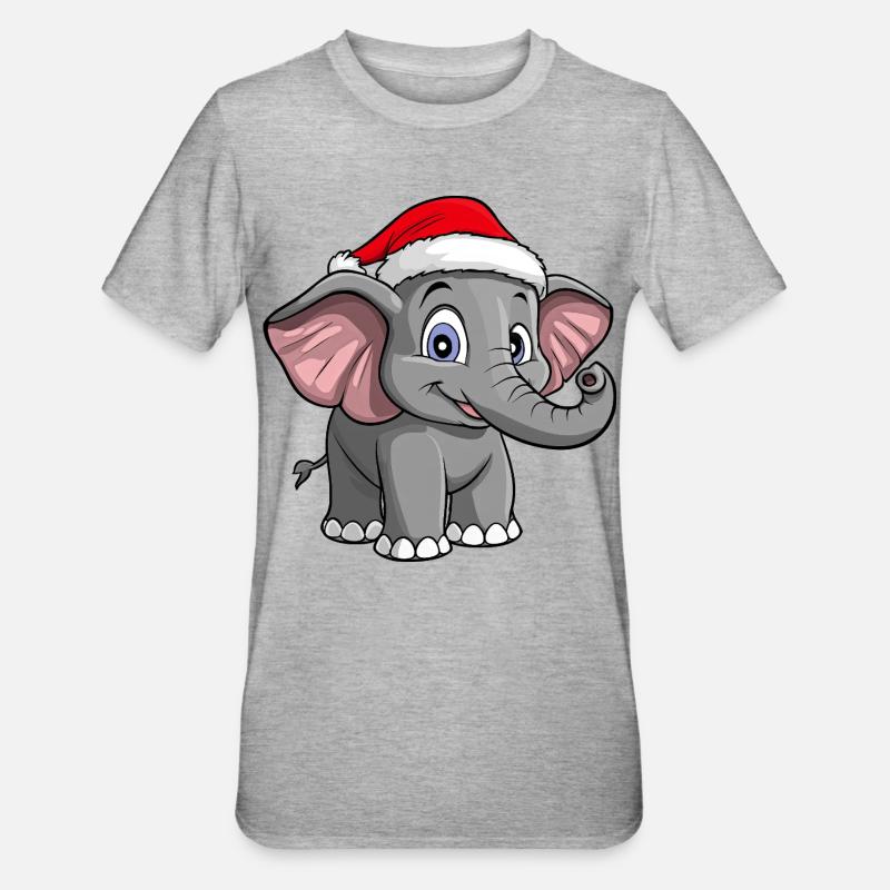Elephant Christmas - Unisex Polycotton T-Shirt - heather grey