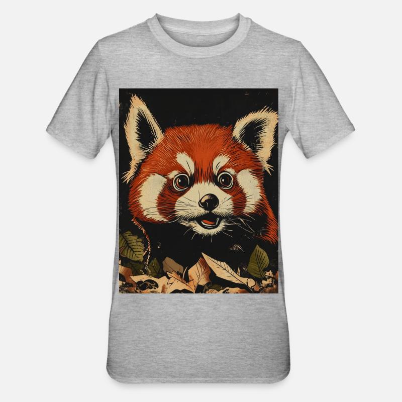 Roter Panda im Herbstwald - Unisex Polycotton T-Shirt - Grau meliert
