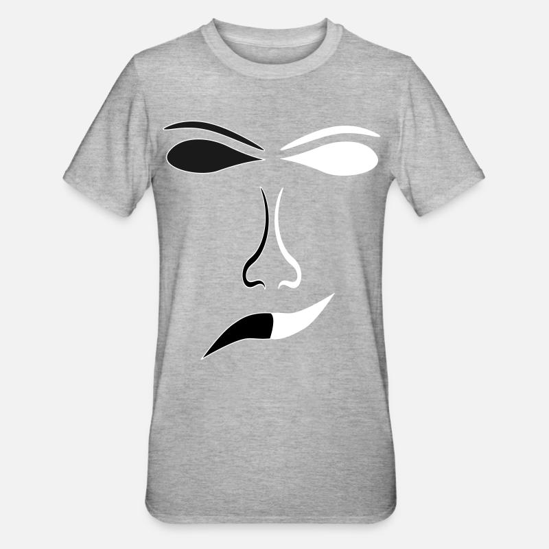 Abstract Face Lines Contrast Mask - Unisex Polycotton T-Shirt - heather grey
