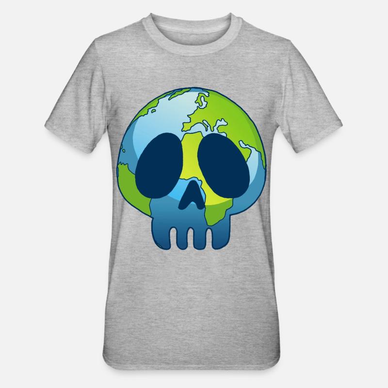 Le crâne de la planète Terre - T-shirt polycoton Unisexe - gris chiné