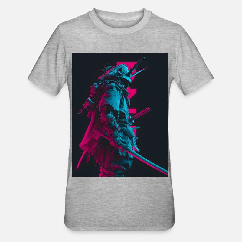 Samurai im Schatten - Unisex Polycotton T-Shirt - Grau meliert