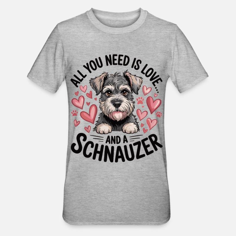Mignon chien schnauzer - T-shirt polycoton Unisexe - gris chiné