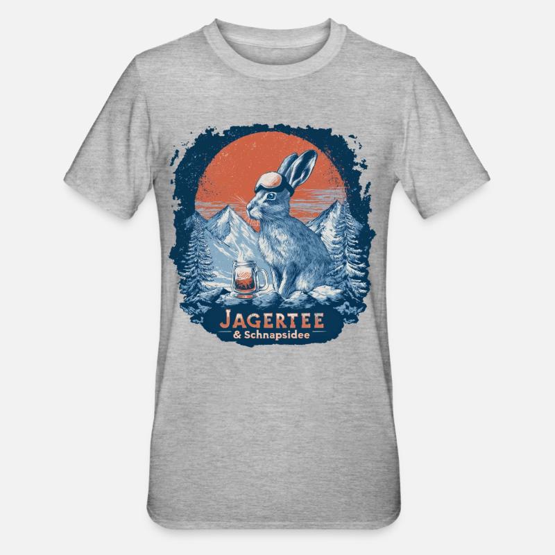 Jagertee & Schnapsidee Kaninchen - Unisex Polycotton T-Shirt - Grau meliert