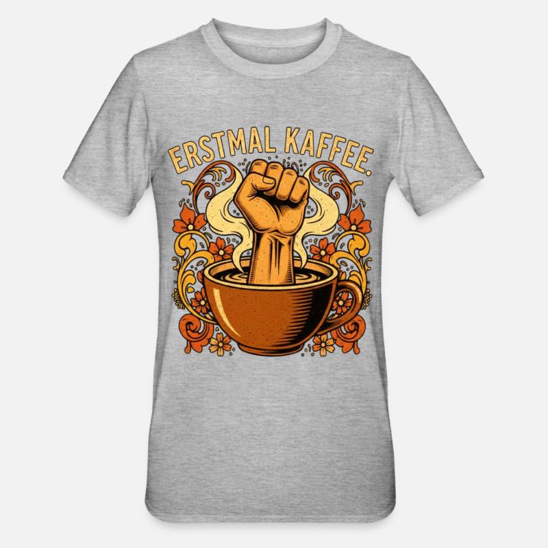First Coffee Faust Statement - Unisex Polycotton T-Shirt - heather grey