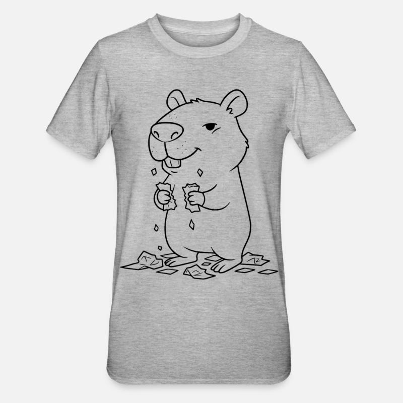 Capybara eats homework - Unisex Polycotton T-Shirt - heather grey