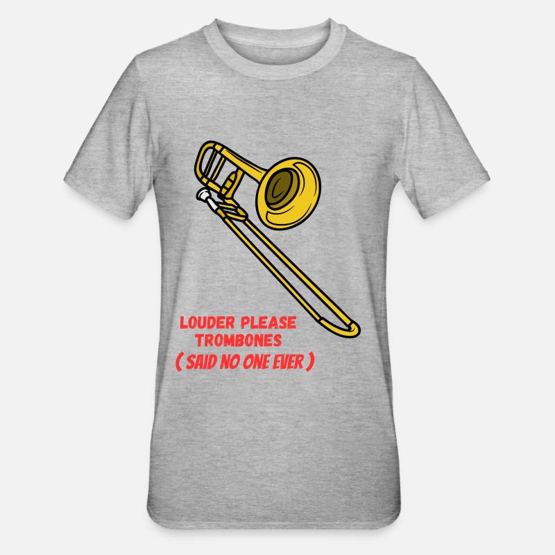 Louder_please_Trombones - T-shirt polycoton Unisexe - gris chiné
