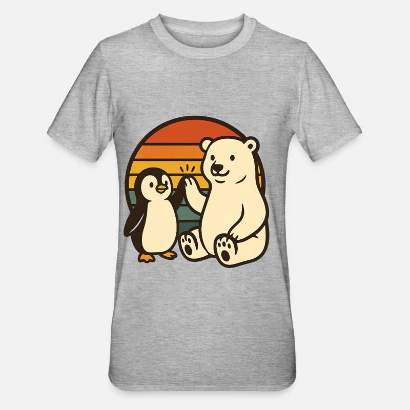 Polar bear and penguin - Unisex Polycotton T-Shirt - heather grey