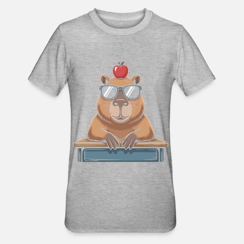 capybara mignon - T-shirt polycoton Unisexe - gris chiné