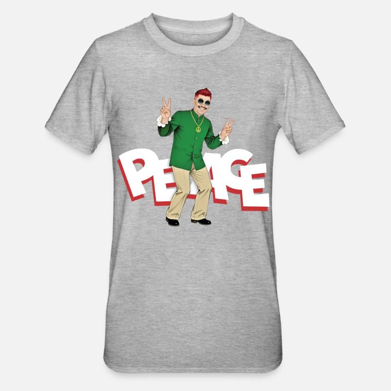 PEACE MAN – nette Leute - Unisex Polycotton T-Shirt - Grau meliert