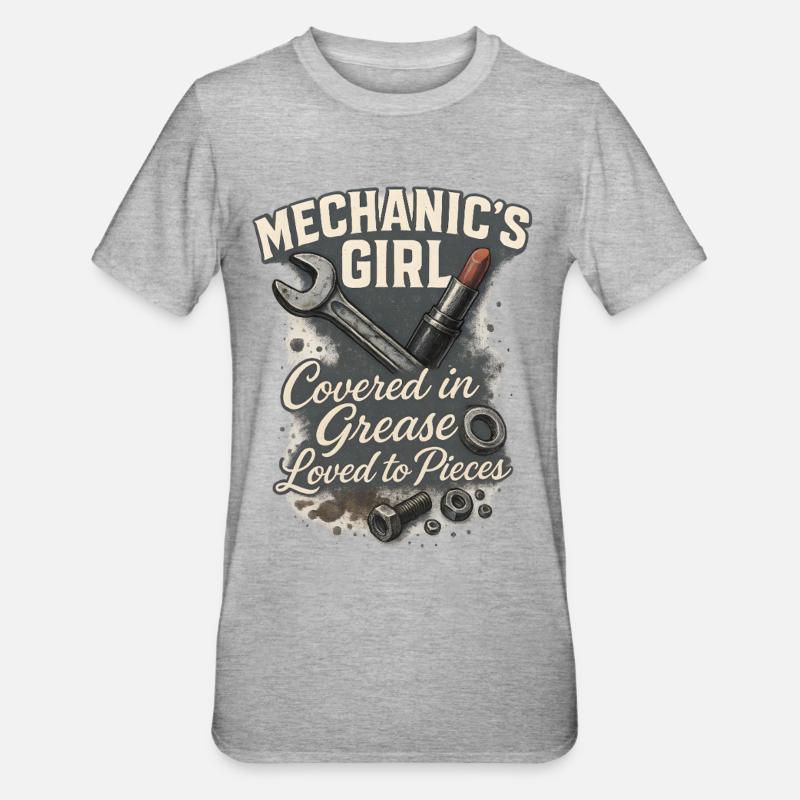 Mécanicienne : Aimer avec la graisse - T-shirt polycoton Unisexe - gris chiné
