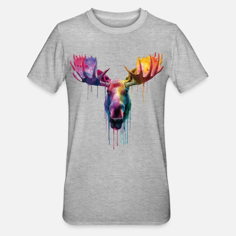 Elch Elchkopf - Unisex Polycotton T-Shirt - Grau meliert