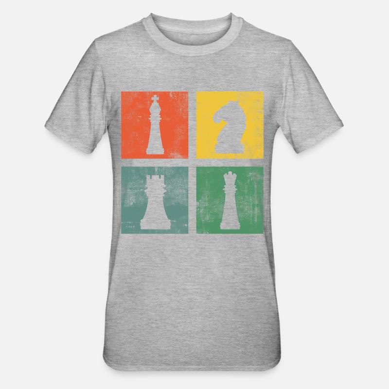 Échecs Pièces d’échecs Joueurs d’échecs - T-shirt polycoton Unisexe - gris chiné