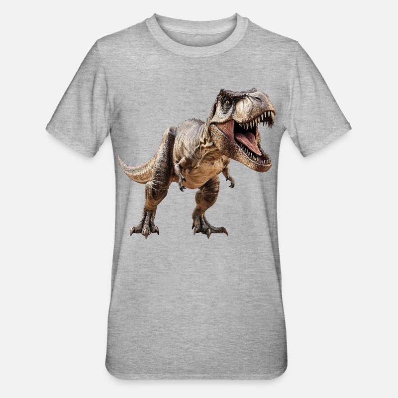 T-Rex Dino Dinosaure - T-shirt polycoton Unisexe - gris chiné