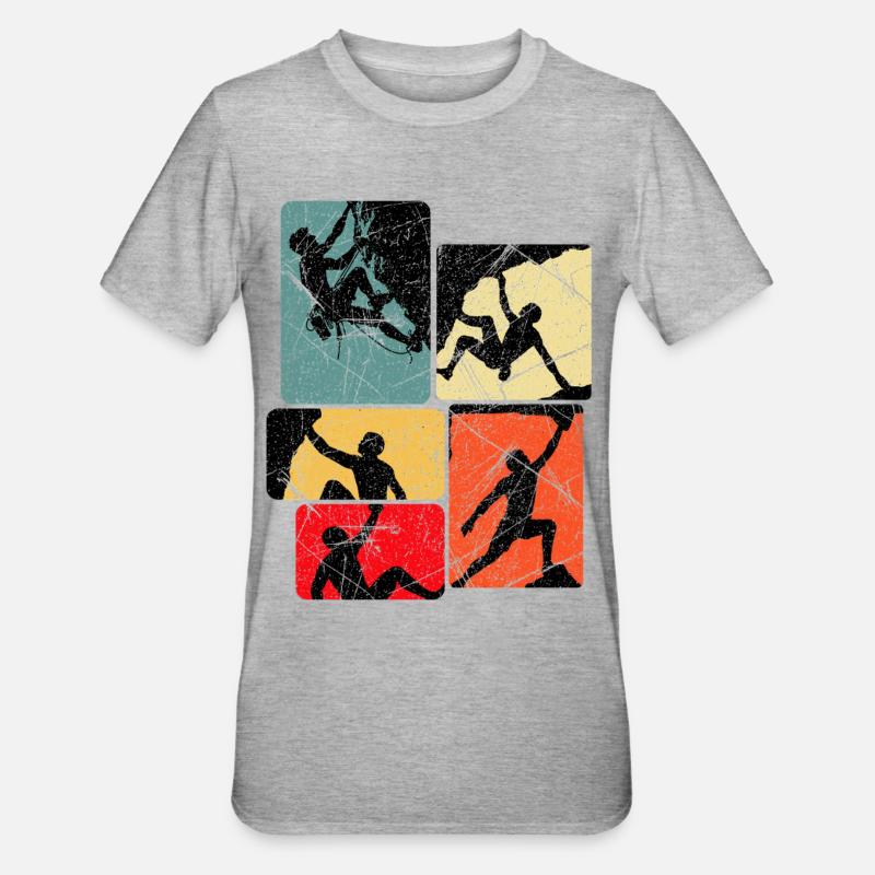 Climbing Joy Square Panel - Unisex Polycotton T-Shirt - heather grey