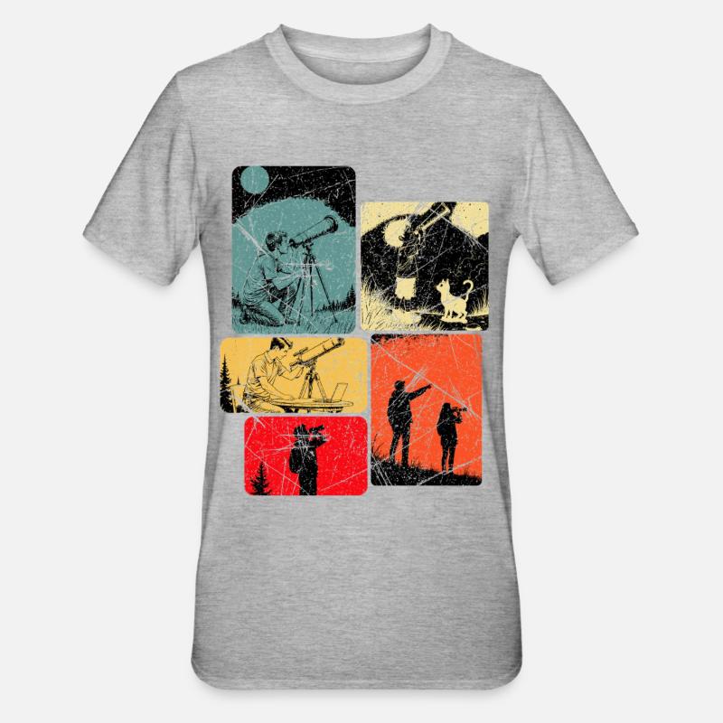 Vierfarbige Sternbeobachtung Collage - Unisex Polycotton T-Shirt - Grau meliert