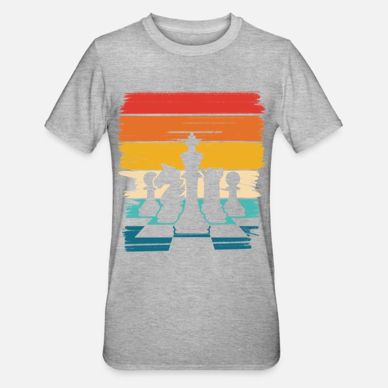 Silhouette des pièces d’échecs arc-en-ciel - T-shirt polycoton Unisexe - gris chiné