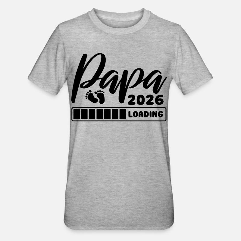 Papa 2026 loading - Schwangerschaft - Geschenk - Unisex Polycotton T-Shirt - Grau meliert