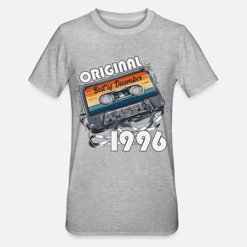 30th Birthday Cassette December 1996 - Unisex Polycotton T-Shirt - heather grey