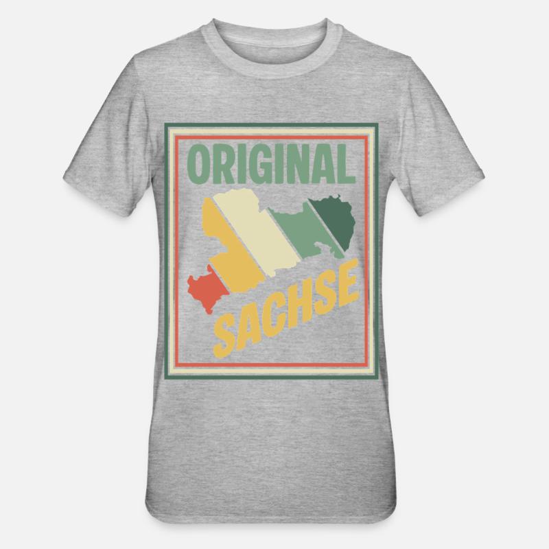 Carte originale de la Saxe - T-shirt polycoton Unisexe - gris chiné