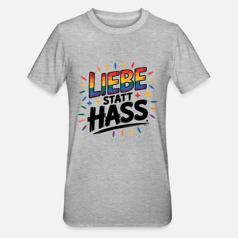 Liebe statt Hass - Cool Pride Logo - Unisex Polycotton T-Shirt - Grau meliert